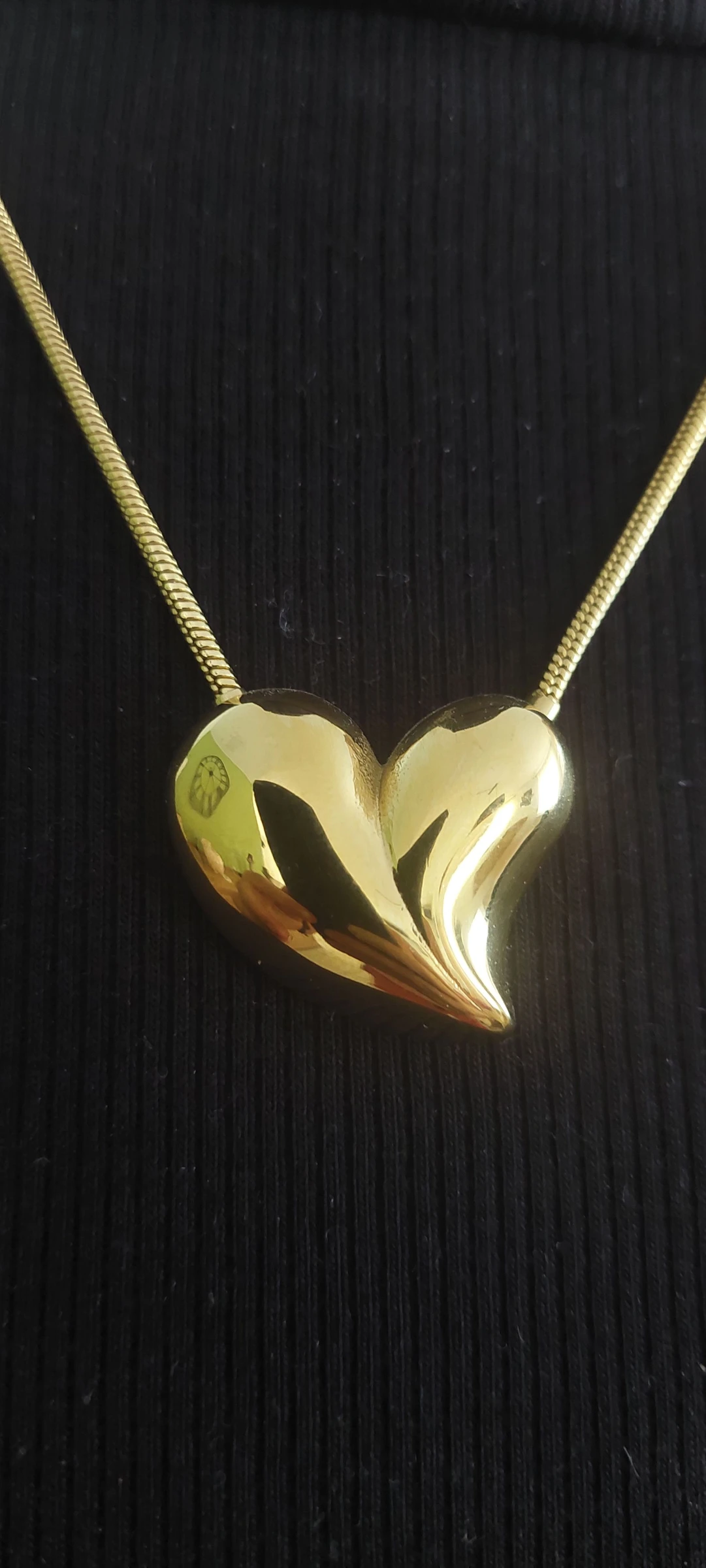 Vergulde Hart Ketting van Roestvrij Staal (S. Steel) – Snake Stijl / Ronde Schakel ✨ – photo 3